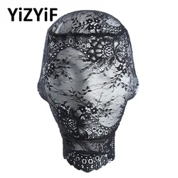 Unisex Black Lace Mask Men Women Sexy Full Face Flower Lace Masquerade Party Mask Halloween Cosplay Roleplay Hood Head Cover