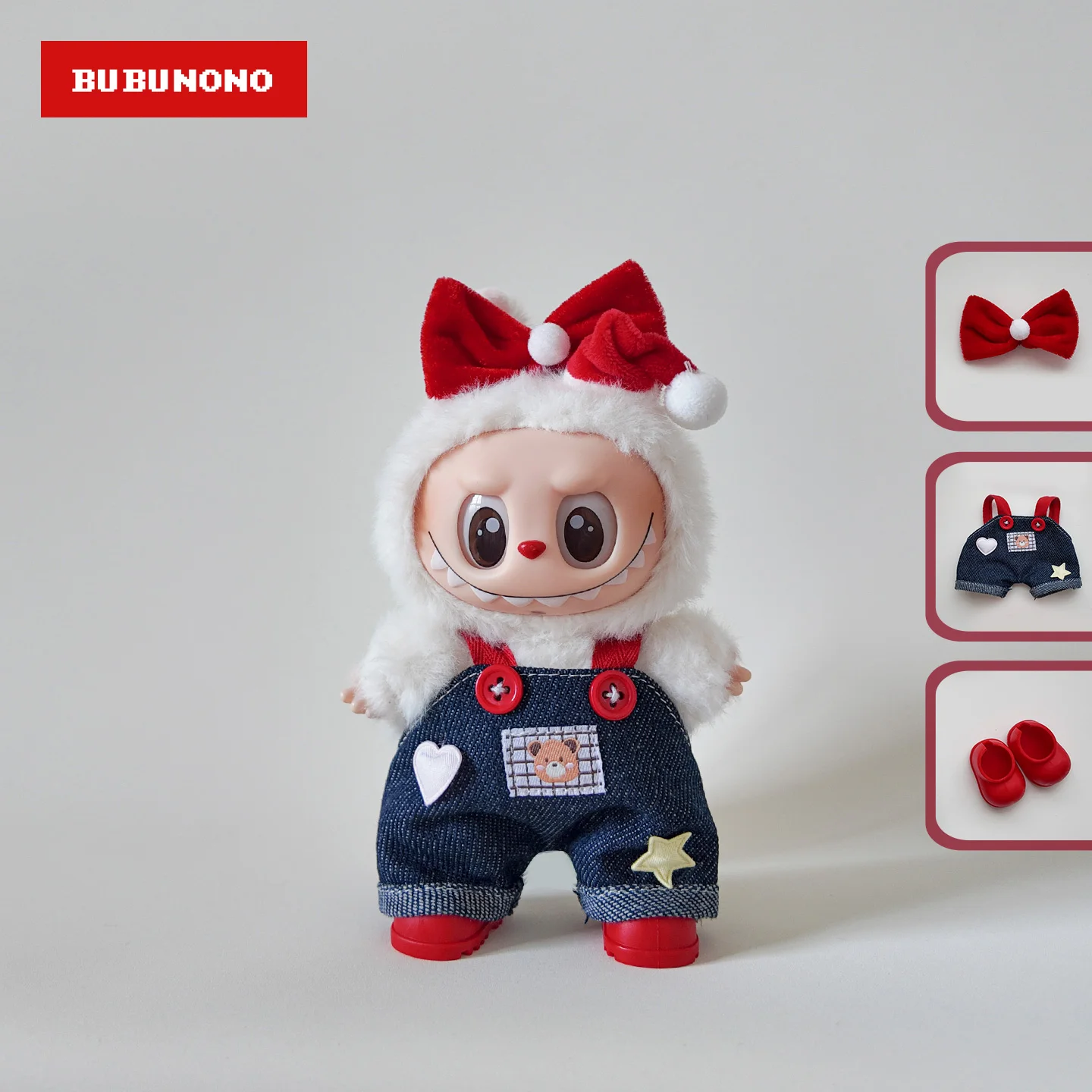 

Labubu 1.0 3.0 Gen Overalls Outfit for Standing/Sitting Vinyl Figure Doll Cute Denim Pinafore Costume Changeable Clothes