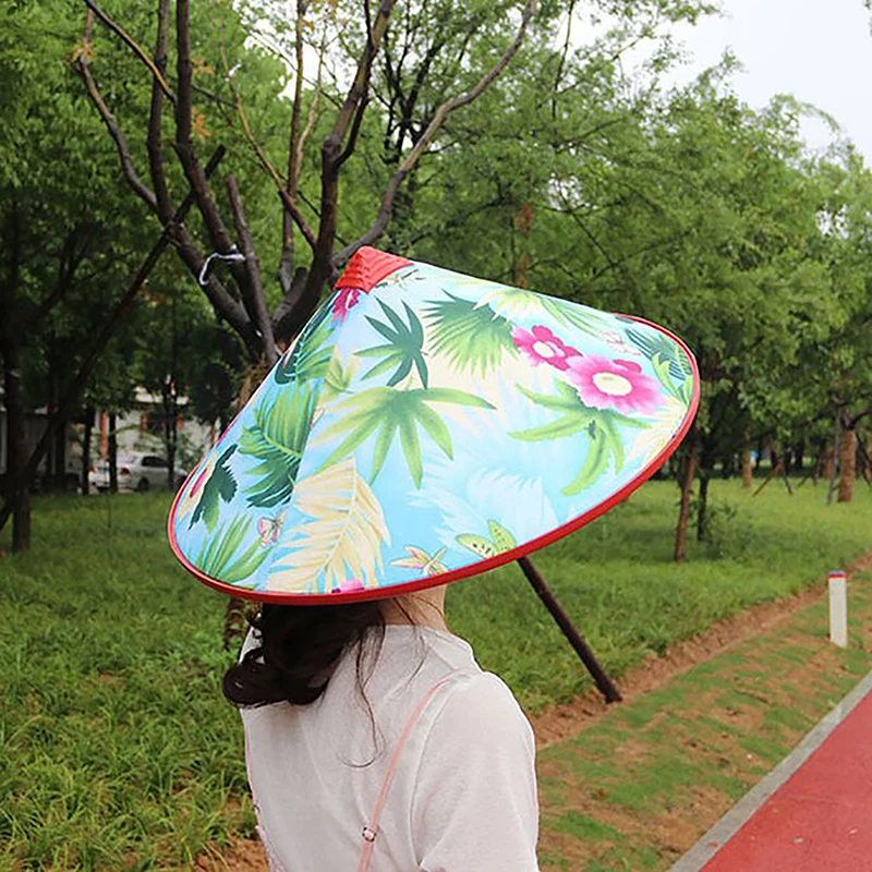 Chinese Retro Bamboo Rattan Fisherman Flowers Hat Handmade Weave Straw Bucket Hat Tourism Dance Props Cone Fishing Sunshade Hat