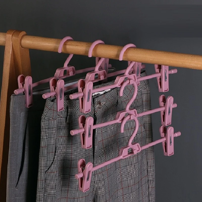 New Trouser Rack With Adjustable Plastic Clip For Skirt Hook Save Space Clothes Rack Capable Of Attaching Underwear