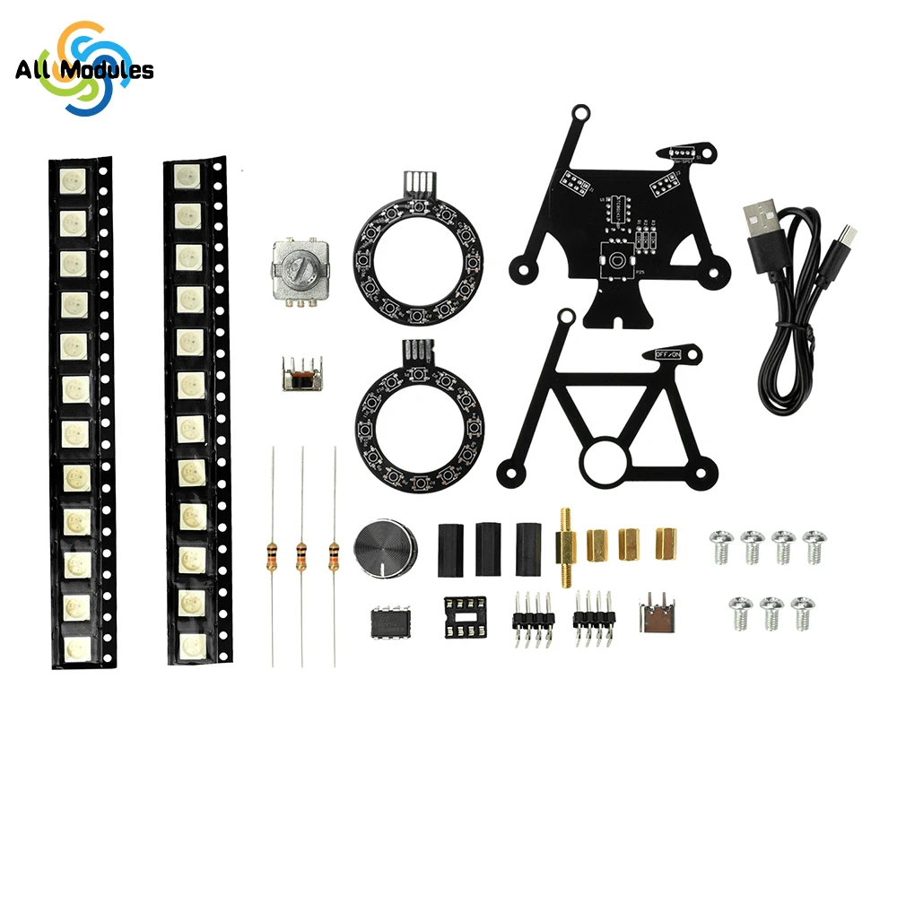 DC 5V Bicycle Electronic DIY Welding Kit With SMD RGB LED Lights Knob Control Type C Interface For Beginners