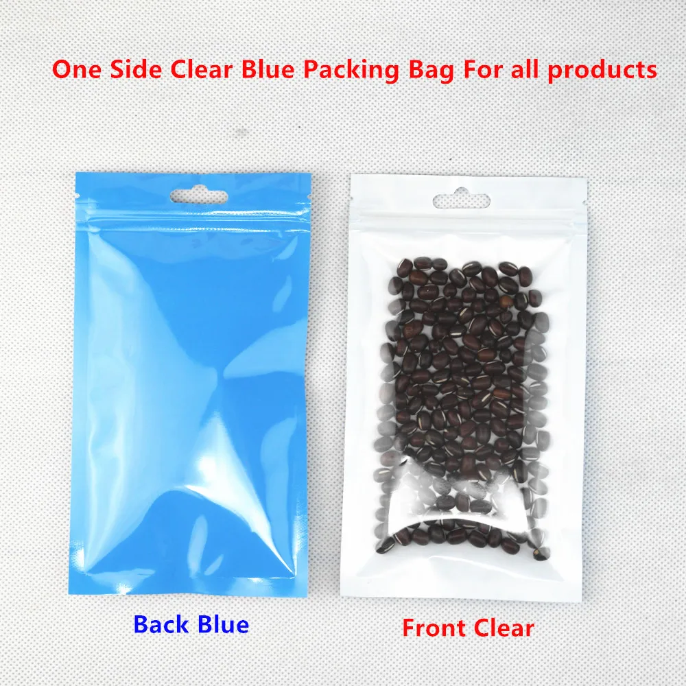 100 шт. синие сумки BOPP с жемчужной пленкой и застежкой-молнией с прозрачными передними и отверстиями для подвешивания, самозапечатывающиеся пакеты на молнии для ювелирных изделий/модной упаковки
