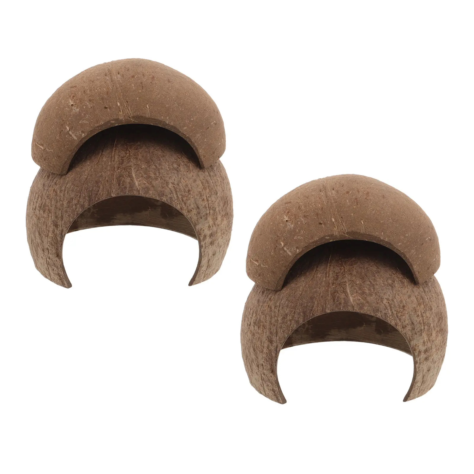 

4 шт. укрытий для рептилий из кокосовой скорлупы, натуральные укрытия для леопардовых гекконов, пауков, змей, кокосовые домики для террариумов