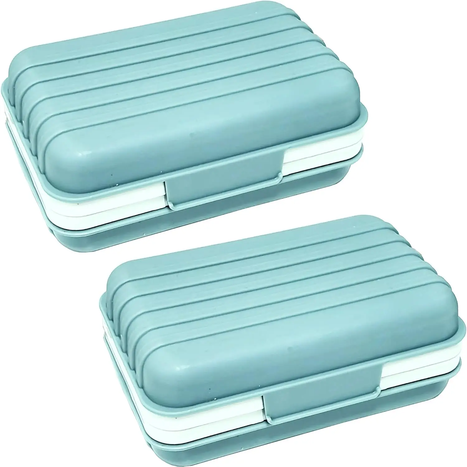 

2-Pack Leakproof Soap Holder with Lid, Portable Drainage Case for Travel, Camping, Gym - Blue