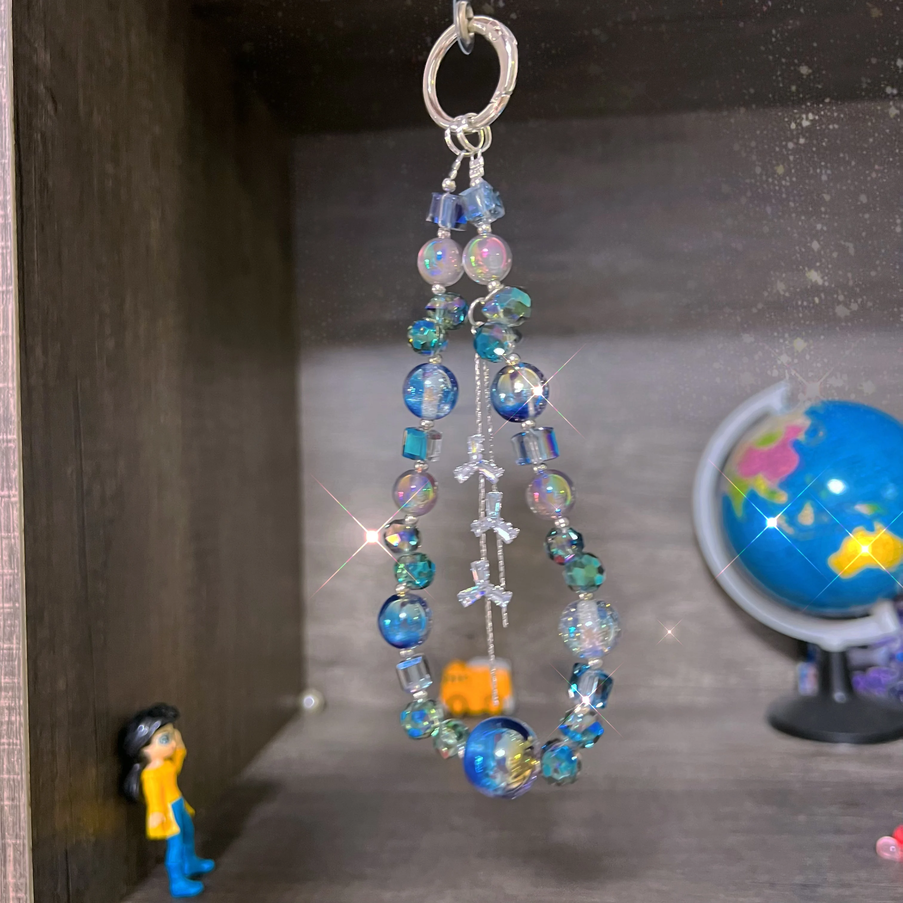 

Fashionable Ins Style Windmill Crystal Bracelet Accessorie Phone Chain Anti-loss Case Crystal Beaded Pendant Bag Hanger