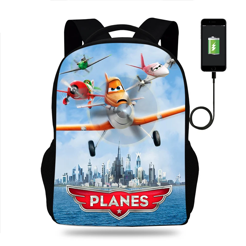 

Disney Movie Planes Backpack Boys Girls School Bag Teenager Book Bags Men Women Rucksack USB Travel Knapsack Mochila