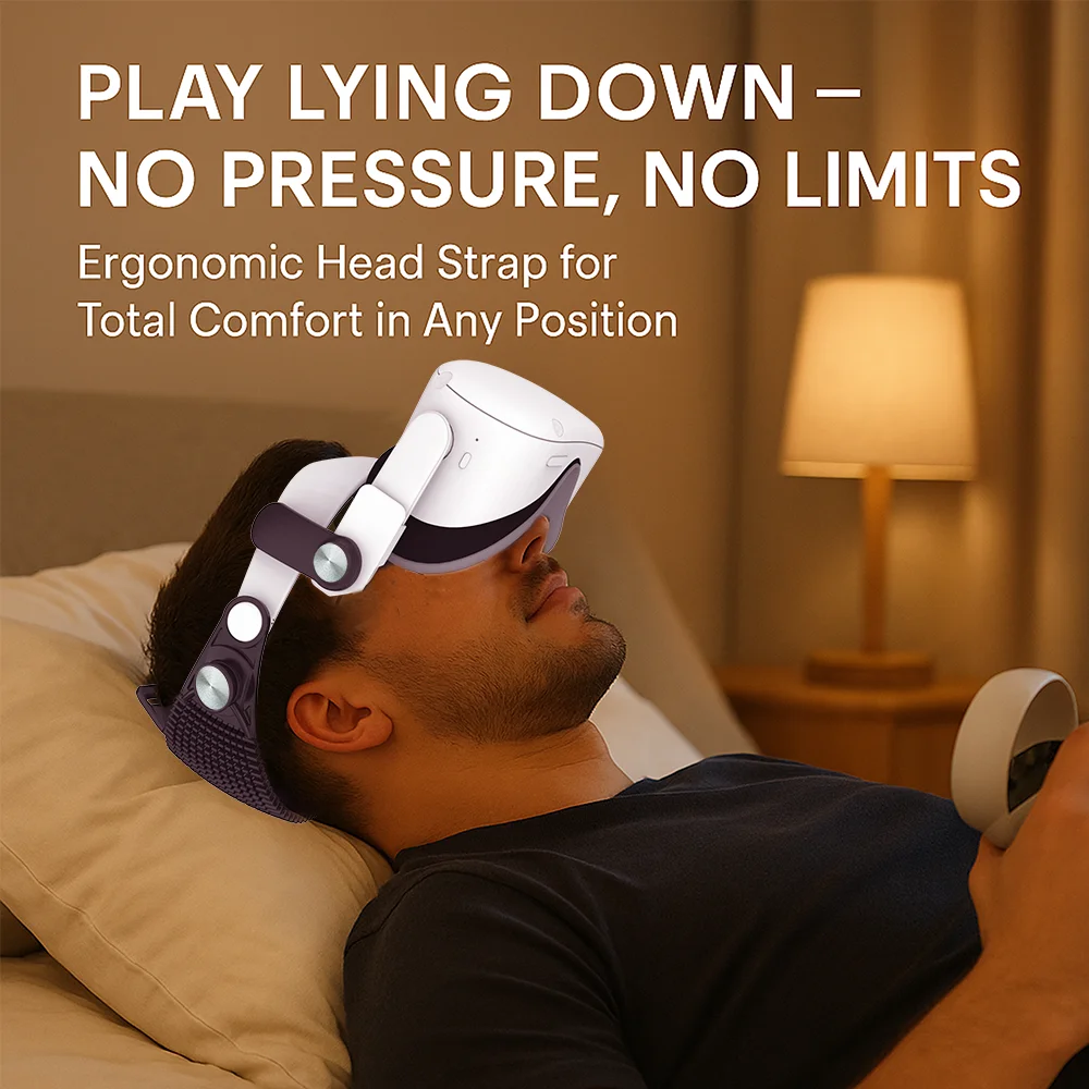 Head Strap for Meta Quest 2 –Lightweight VR Elite Strap for Lying Down Use Soft Support & Pressure-Free Design for Long Sessions