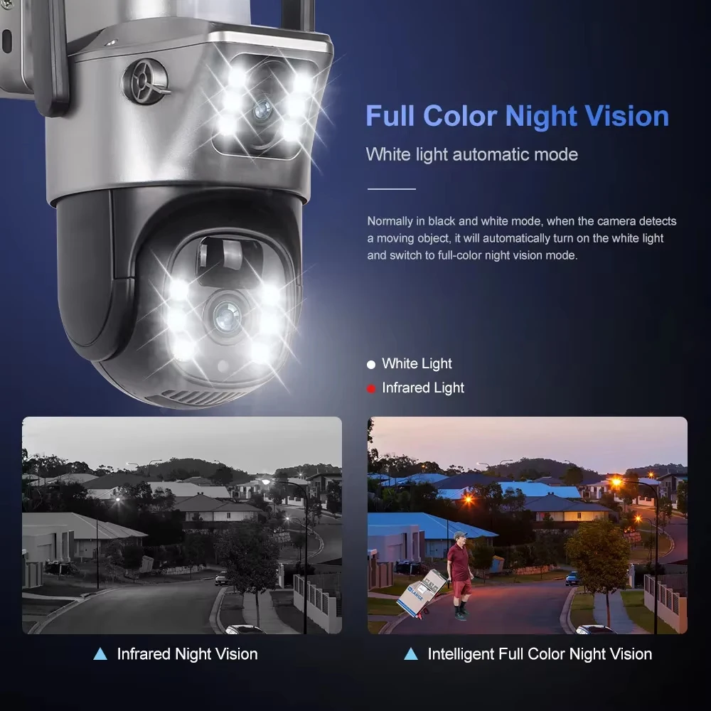 4K 8MP Wifi Dual Lens PTZ Solar BatteryCamera Video Surveillance 10CH 5MP Wireless NVR Outdoor Auto Tracking Security Cam System