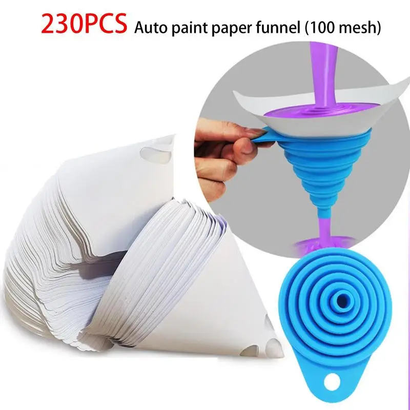 230pcs High Quality 100 Mesh Paper Paint Strainers Paper Paint Conical Strainer Mesh Filter Cone Strainer Car Spray Paint Funne