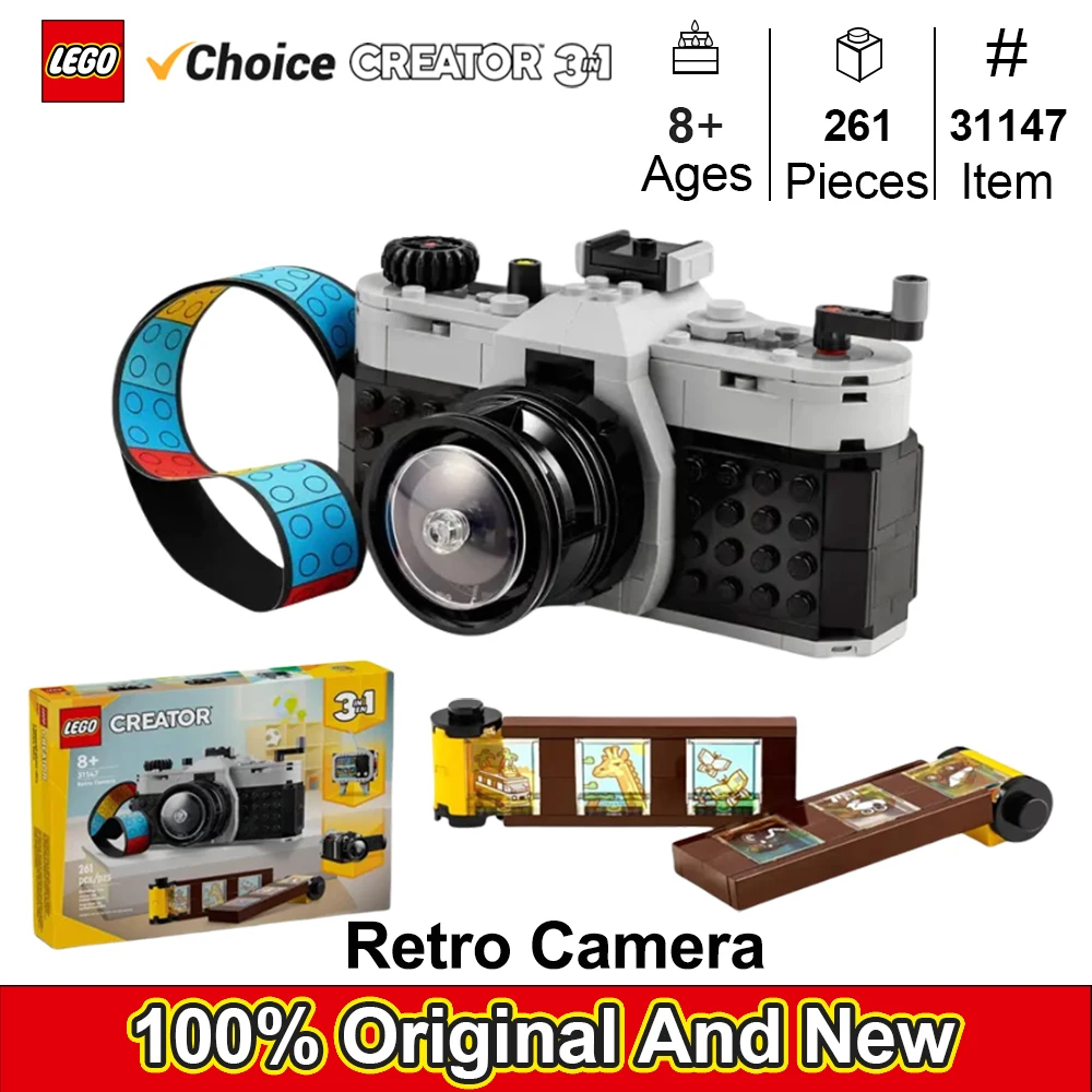 LEGO 31147 Creator 3 in 1 Retro Camera, Transforms from Toy Camera to Retro Video Camera to Retro TV Set, PCS 261