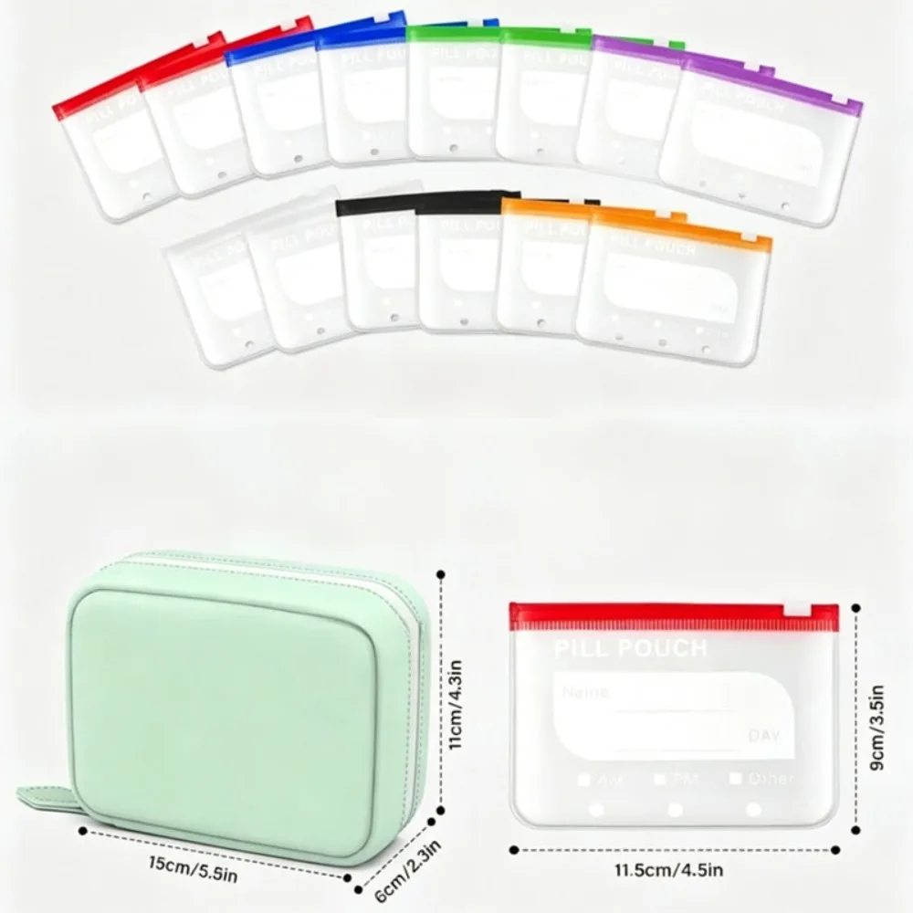 Wasserdichtes Pillenbeutel-Set, 14 Stück Beutel Innen, A8 Pillenbeutel für Reiseorganisation, Flexibler Ordner für Medikamente, Tragbar – Detail 3
