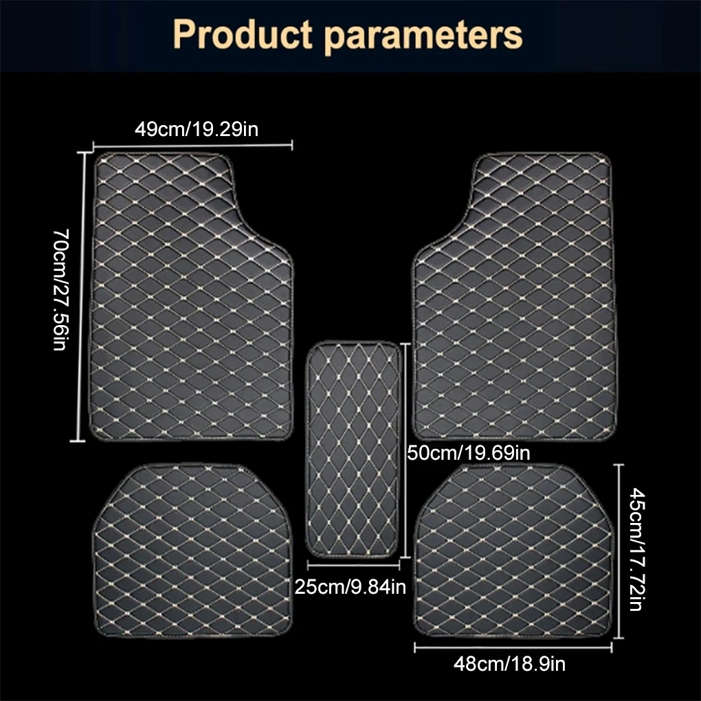5PCS/Set Car Floor Mats Universal Leather Waterproof Auto Foot Pad Protector Carpet Front and Rear Mats Set Auto Accessories