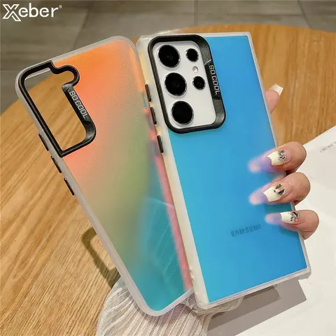 레이저 반짝이 하드 전화 케이스 삼성 S25 S24 S23 울트라 S22 플러스 S21 S20 FE 참고 20 A73 A53 A54 A34 A24 A14 A51 매트 커버