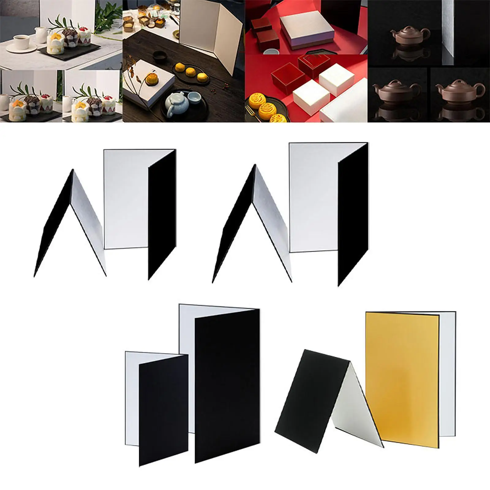 2x 3 in 1 Light Reflectors Foldable Multifunction Practical Light Diffuser Boards for Food Jewelry Still Life Outdoor Indoor