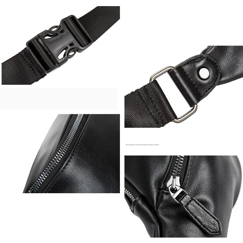 Fashion New Men's Chest Bag Shoulder Waist Bags PU Large Capacity Waterproof Outdoor Small Pack