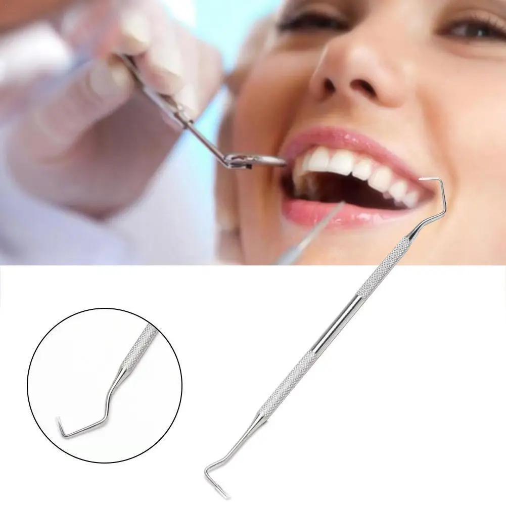 Herramienta escaladora Dental de acero inoxidable, Herramientas de limpieza de dentista, limpiador de dientes de azada de Hoz de doble sonda, suministros de cuidado Dental