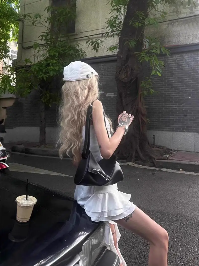 Robe de plage blanche irrégulière française pour femmes, été, plage, vacances