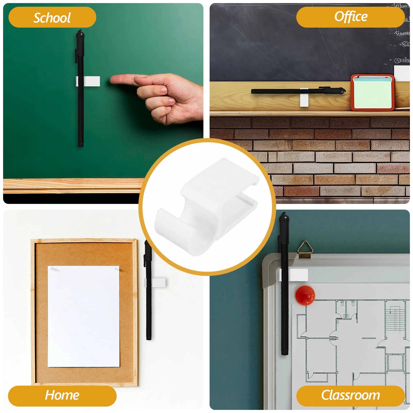 

20Pcs Self Adhesive Plastic Pen Holder Clips for Whiteboard Blackboard Office School Stationery Clips School Stationery