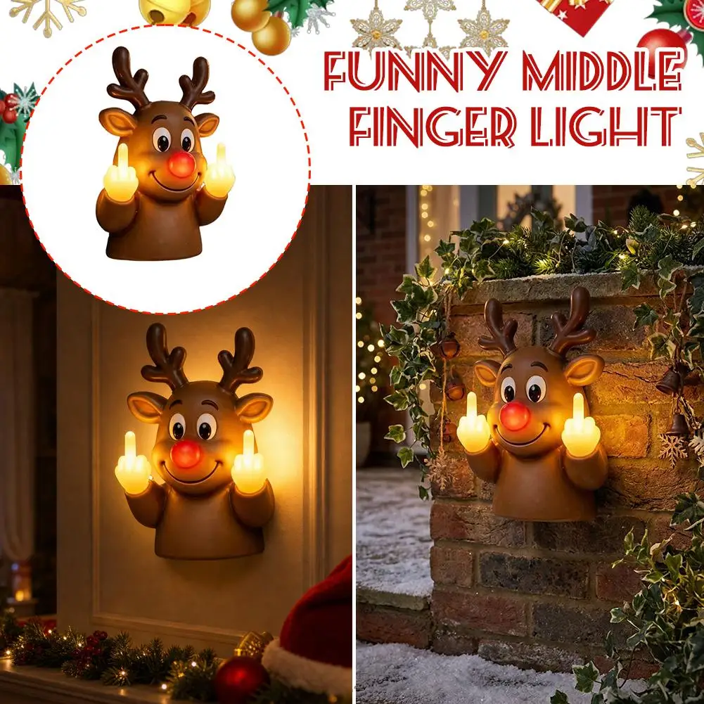 Creative Funny Middle Finger Elk Night Light Halloween Ghost Luminous Wall Decorative Lamp New Outdoor Courtyard Atmosphere Lamp