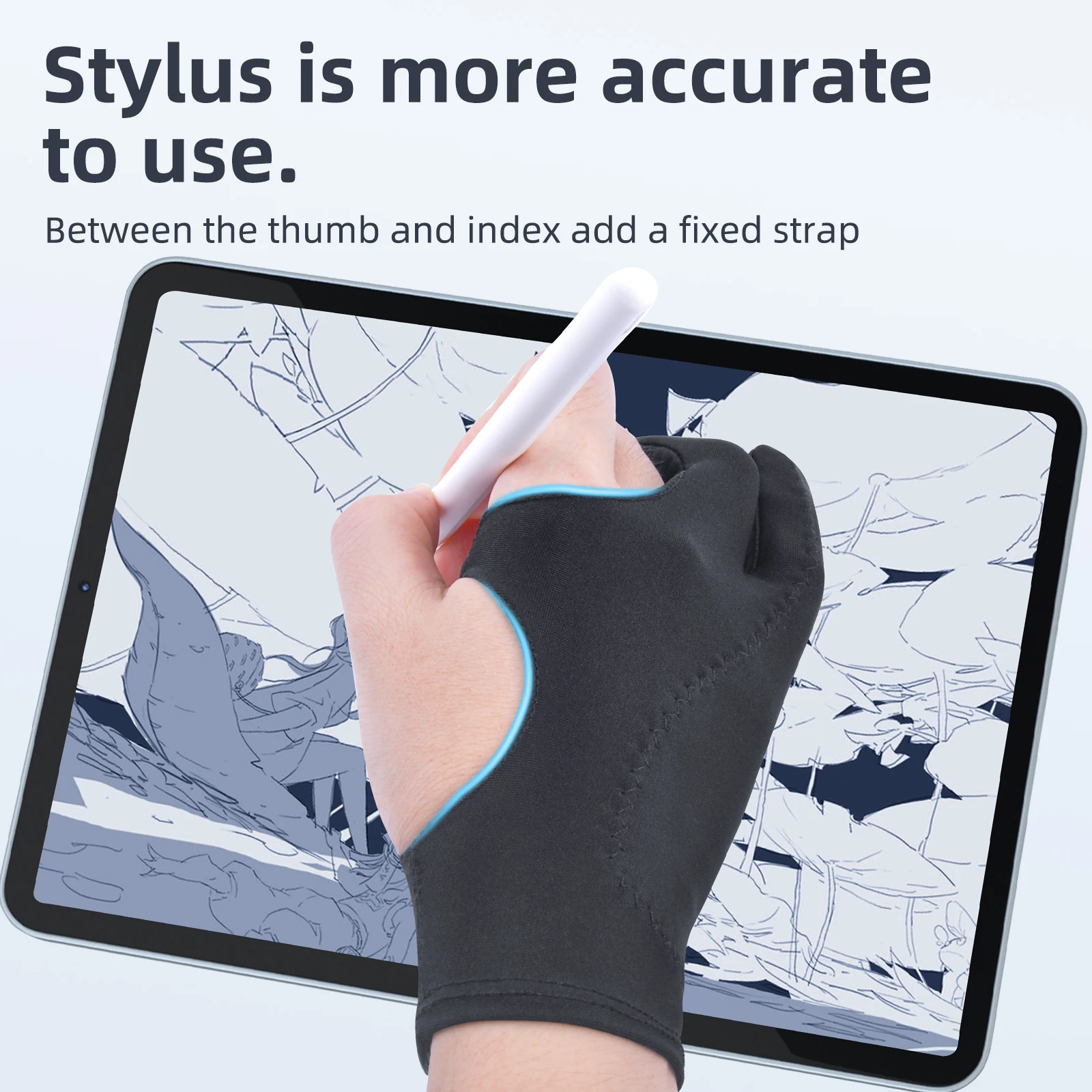 Two Finger Anti Fouling Glove For Tablet Phone Drawing Write Gloves For Ipad Pro Air Mini Anti Accidental Contact Gloves