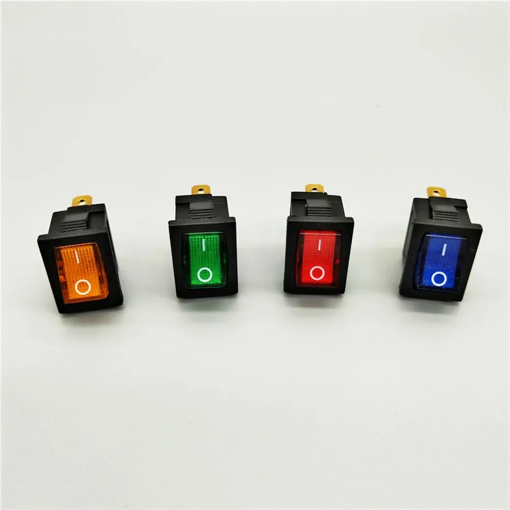 5pcs  KCd1 3pin LED red yellow green blue light boat car rocker switch 6A / 10A 250V / 125V AC 110V 220V