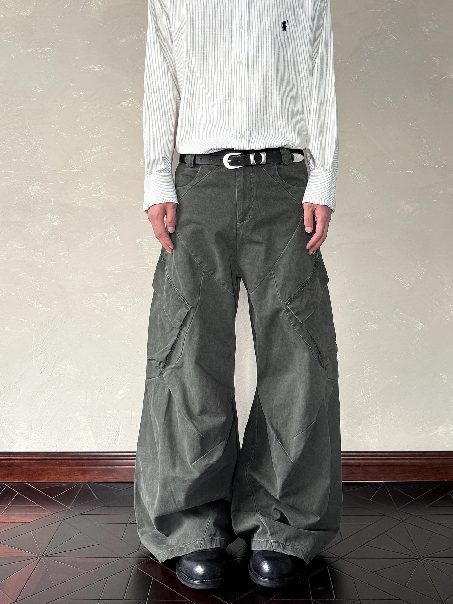 

American Retro Multi-ket Work Pants CleanFit Street Sle Wide Leg Casual Trousers for Couples Loose Fit Polyester Fiber