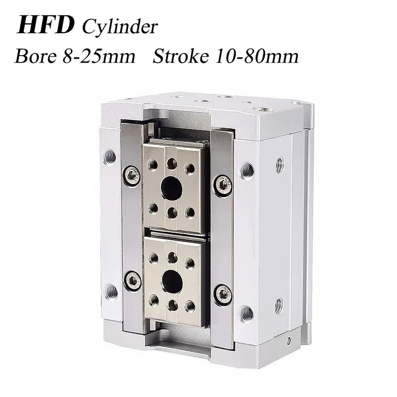 HLH HFD8/12/16/20/25 * 8/10/15/25/30/40/50-S Small Air Pneumatic Finger Cylinder Parallel Clamp Mechanical Guide Rail Pneumatic