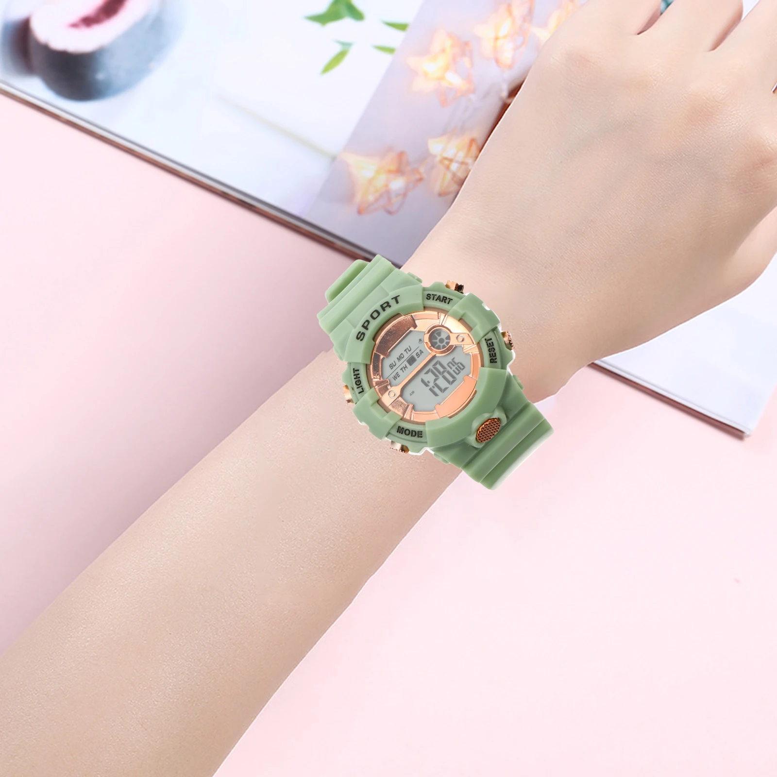 

Digital Watches Light Waterproof for Men Women Students Fitness LED Display Backlight Watch For Function Watch B