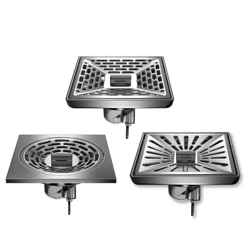 

with Grid Grate Cover Shower Floor Drain Backflow Preventer Stainless steel Dual-purpose Floor Drain Anti-odor Square