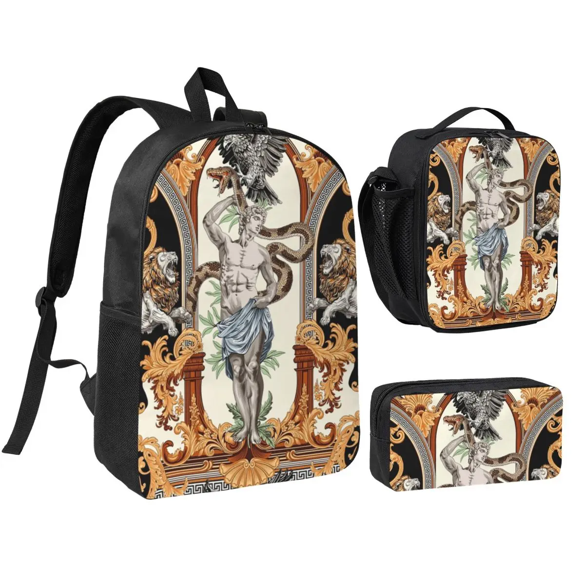 

Depiction Of Apollo Ancient Greek Mythology Backpack BookBag School Bag Shoulder Bags 3ps Insulated Lunch Bag Pencil Case