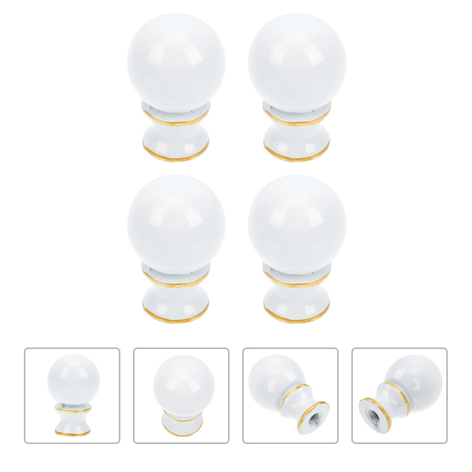 4 Pcs Horn Frame Decorative Head Lamp Shade Finial Desktop Aluminum Alloy Lampshade Holder Ball Light Caps Bracket Balls Knobs