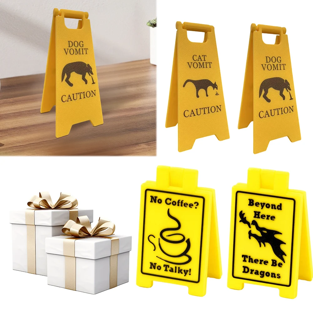 1/2PCS Cat Dog Vomit Sign Funny Creative Warning Signs Weather-proof Outdoor Pets Vomit Caution Sign For Home Office Classroom