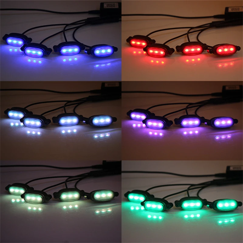 4pcs Car LED Front Grille Light RGB App control Grill Smoke Mini LED light for Ford F150 F250 F350 for Raptor For Toyota Tacoma