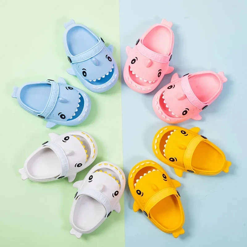 Child Shark Slipper Summer Boys Garden Shoes Funny Cartoon Cloud Clogs Shoes Kids Breathable Sandals Baby Toddler Flip Flops