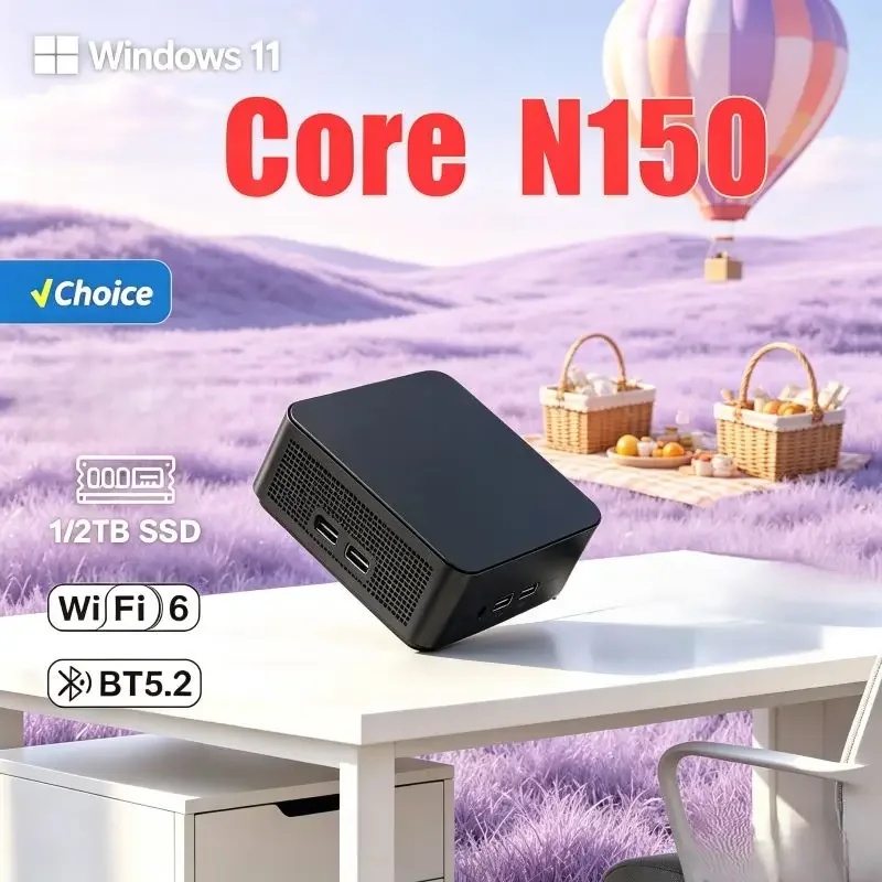 

Daily Use Mini PC Core N150, 16GB SSD, Win11, WiFi6 and 4K, Steady Operation Brings Great Convenience for Home and Regular Work