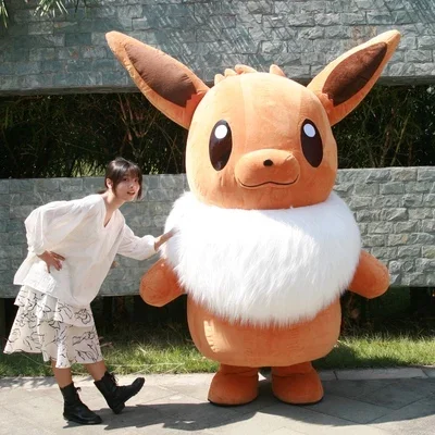 Disfraz Inflable de Mascota Pokemon Potdemiel, Disfraz de Eevee, Ropa de Muñeca Flareon para Caminar, para Halloween y Navidad, Sin Batería