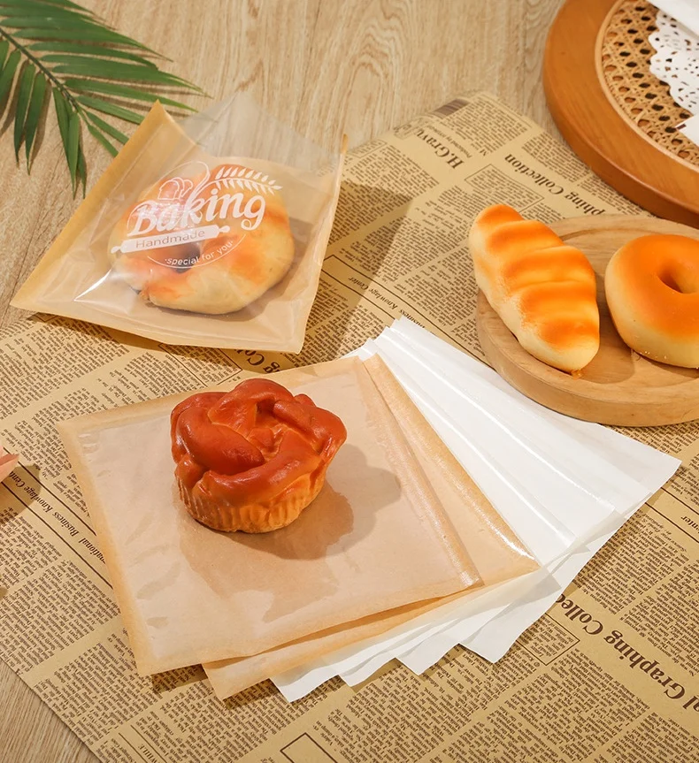 Translucent Bread Baking Bag, Oil Proof, Ins Style Packaging, Toast Donuts Biscuit Sandwich Snack, Custom Printed Bag