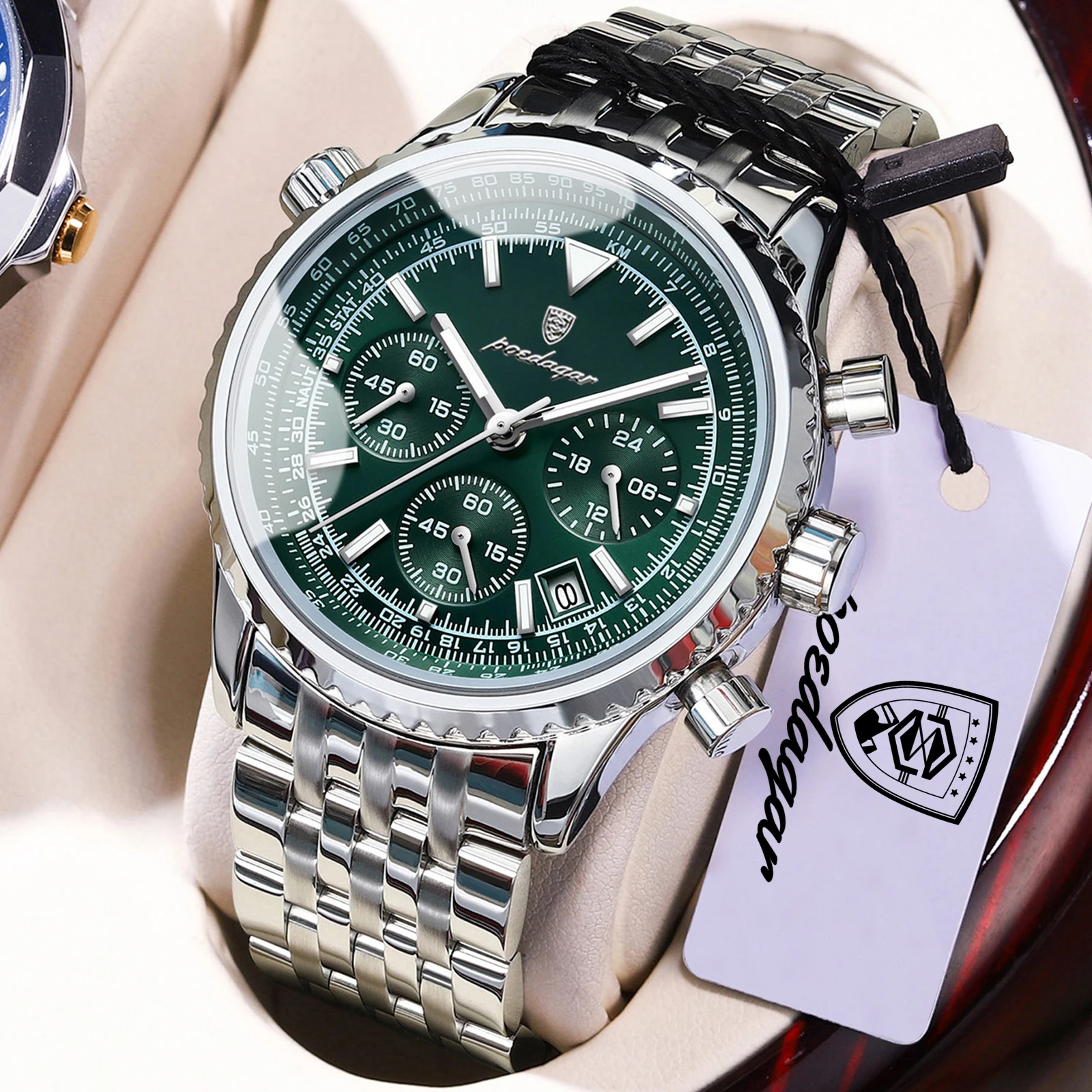 POEDAGAR Original Quartz Men Watch Stainless Steel Waterproof Luminous Fashion Man Clock Date Chronograph Military Men's Watches