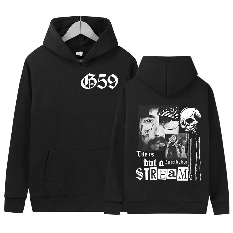 Suicideboys G59 2024 Tour Print Hoodie Men\'s Vintage Punk Gothic Pullover Sweatshirt Hip Hop Fashion Oversized Hooded Streetwear