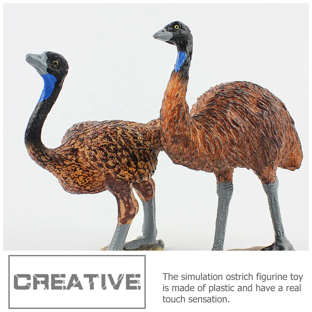 

2 Pcs Plastic Ostrich Ornaments Fake for Kids Decoration Realistic Figurine Simulated Animal Models Child