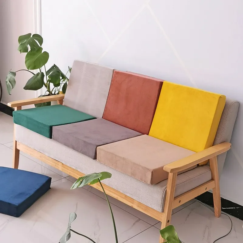 35D Hard High Density Sponge Sofa Cushion Throw Pillows Removable and Washable Window Mat Solid Color Tatami Chair Cushion