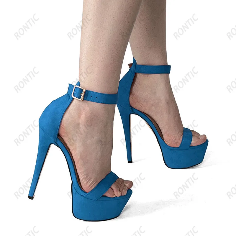 Rontic New Arrival Women Platform Sandals Sexy Stiletto Heels Round Toe Nice Red DRESS Shoes US Size 5-20 view 5