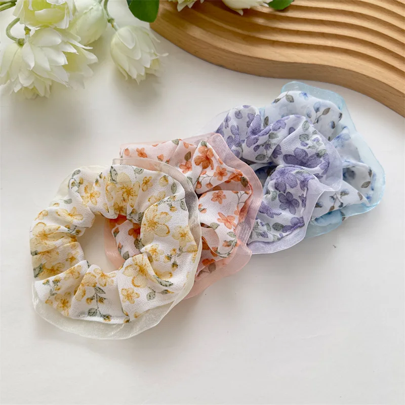 Girl Hair Accessories Women Ladies Hair Tie Striped Girl Fashion Floral Design Scrunchies Ponytail Hair Female Holder Rope