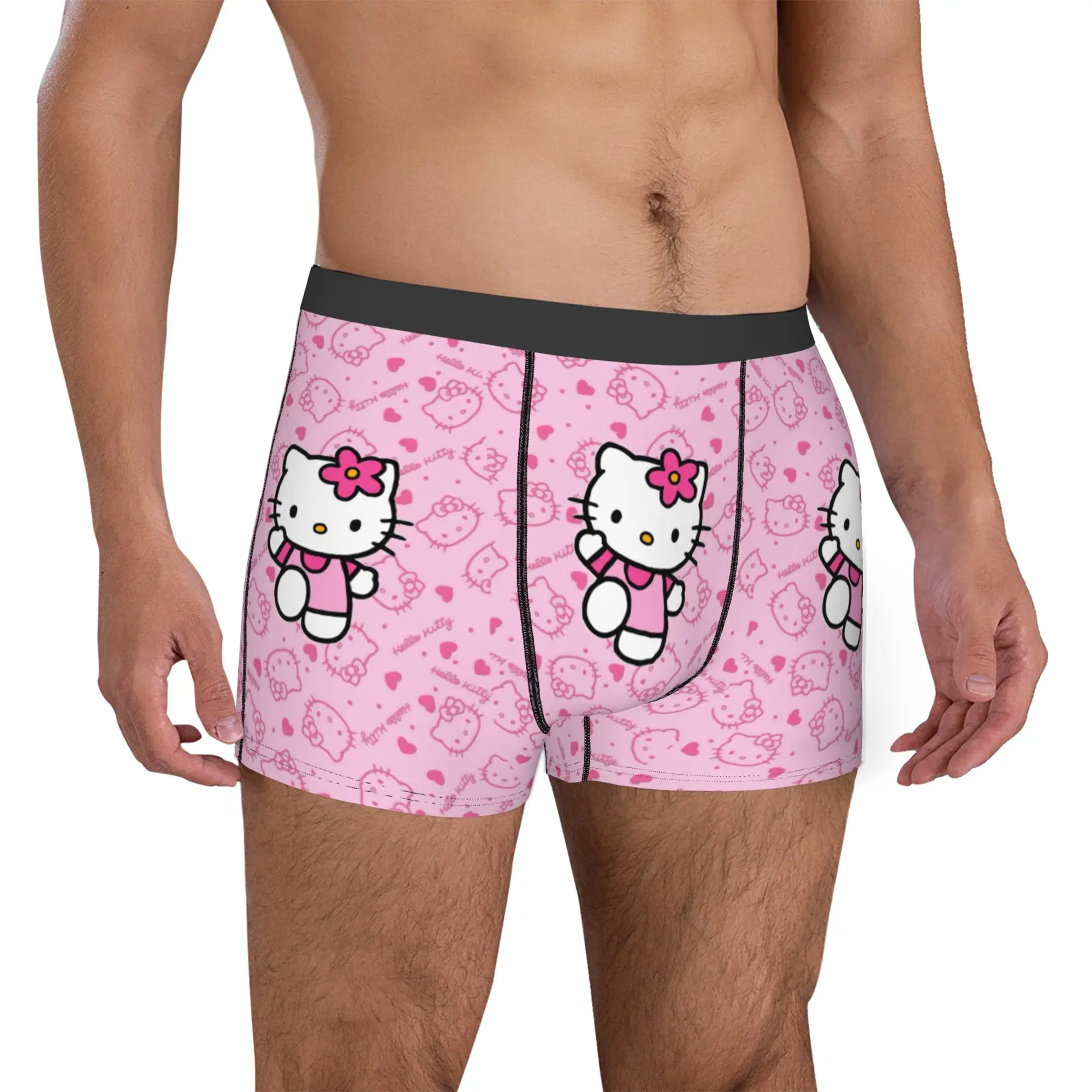 Girls Kitten Underwear Male Printed Pink Kawaii Cartoon Boxer Briefs Shorts Panties Breathable Underpants