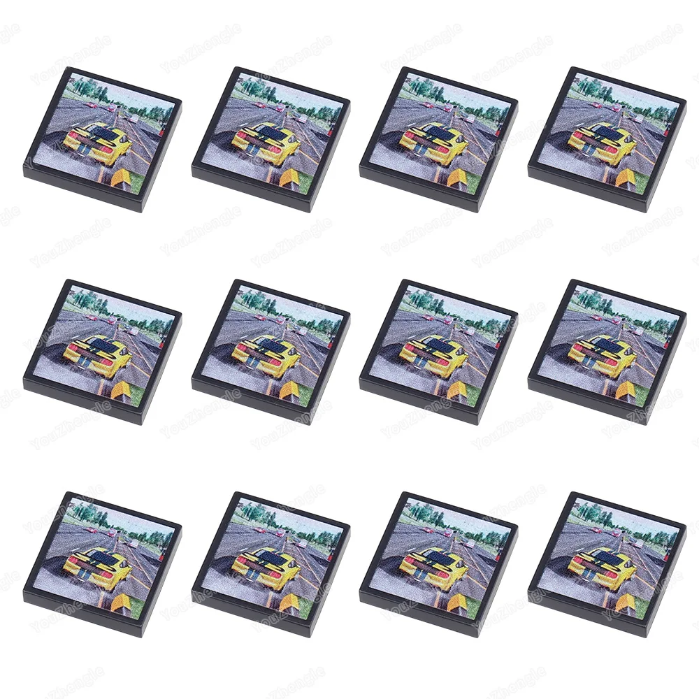 Bloc de construction de course électronique à motif imprimé, 2x2 carreaux, 3068 pièces de base, figurines MOC, jeu de scène de course, modèle cadeau, jouets