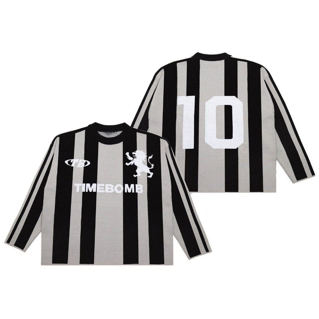 Sudadera de cuello redondo con letras de bloques de Color a rayas de estilo americano para mujer, Top deportivo para parejas, ropa de calle de moda