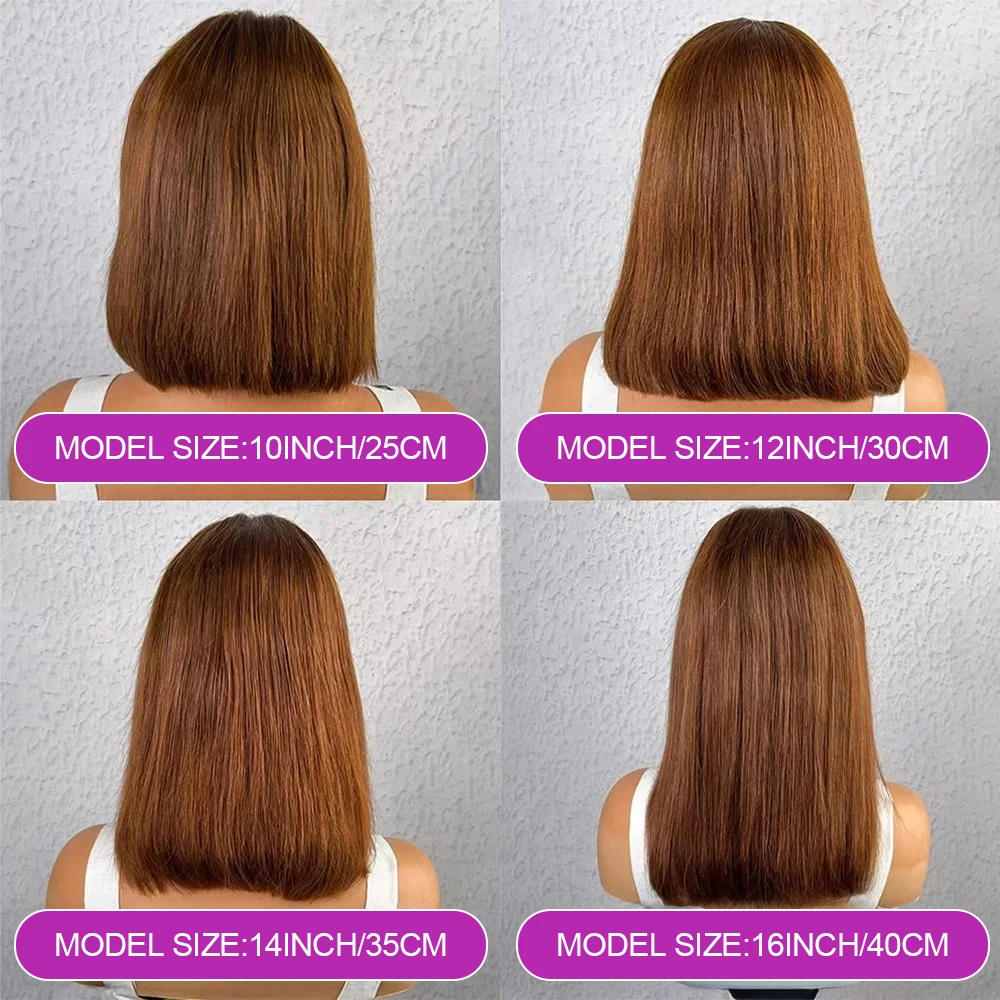 Bob Glueless Perücke Glatt Kurz #4 Schokobraun 13x4 HD Lace Front 100% Echthaar 250% Dichte Ready to Wear Versand aus FR Lager für Schwarze Frauen – Detail 8