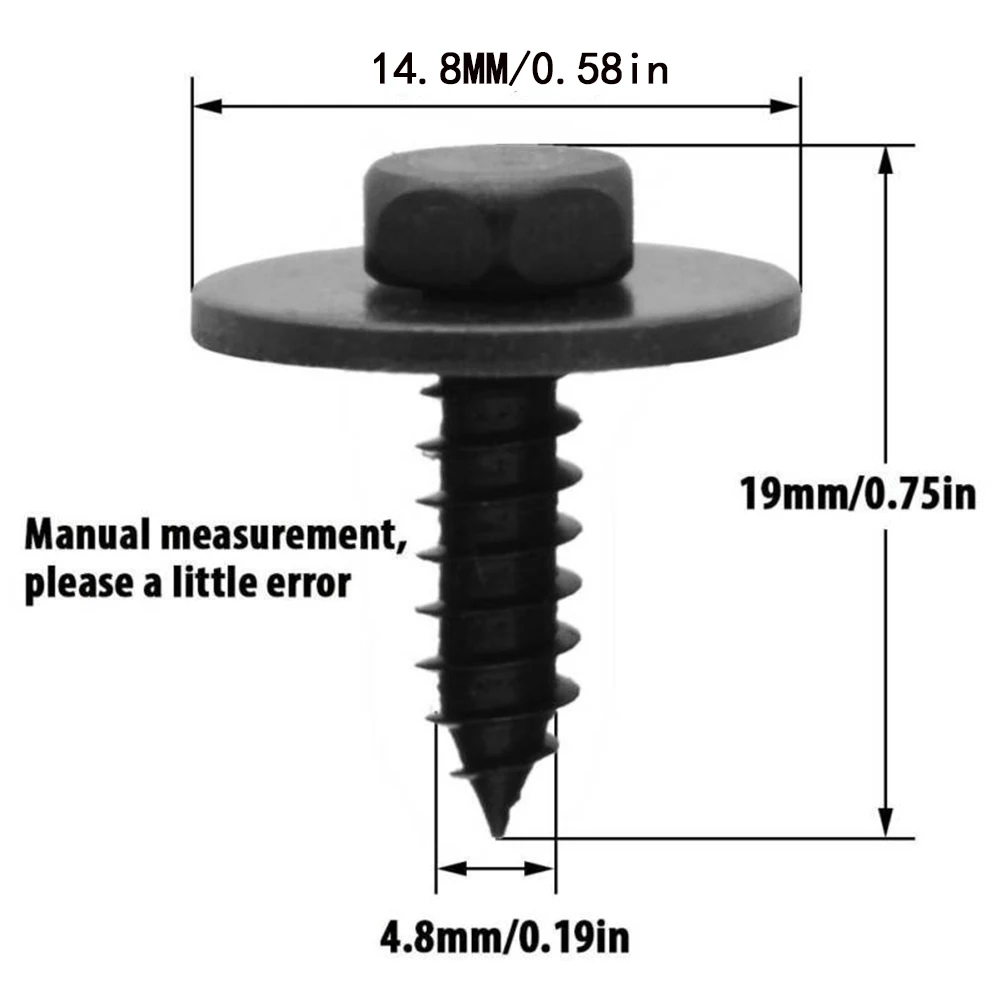 20PCS Car Bumper Fender Fastener Clip Hex Head Self Tapping Screws Car Fender Splashs Seal Guards Rivet Clip Screws Fasteners