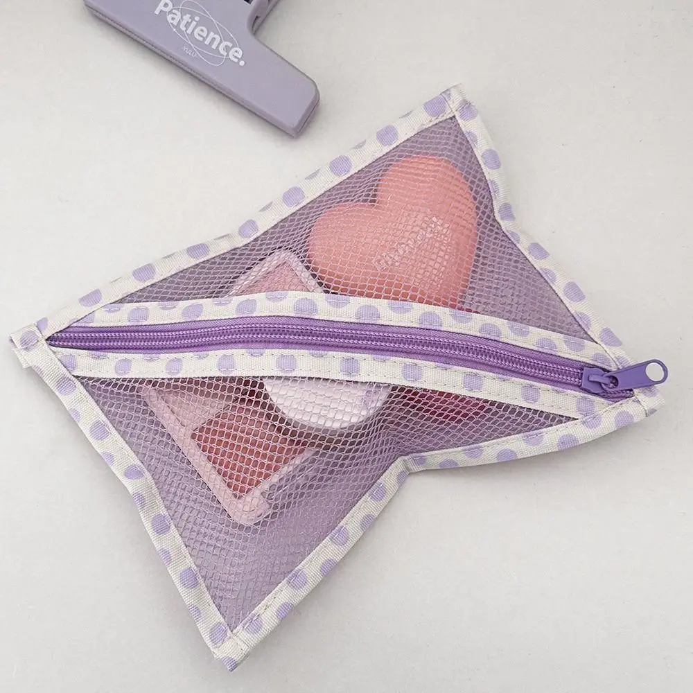 Zipper Closure Mesh Storage Pouch Wide Opening Portable Zipper Organizer Bag Retro Style Lightweight Charger Organizer