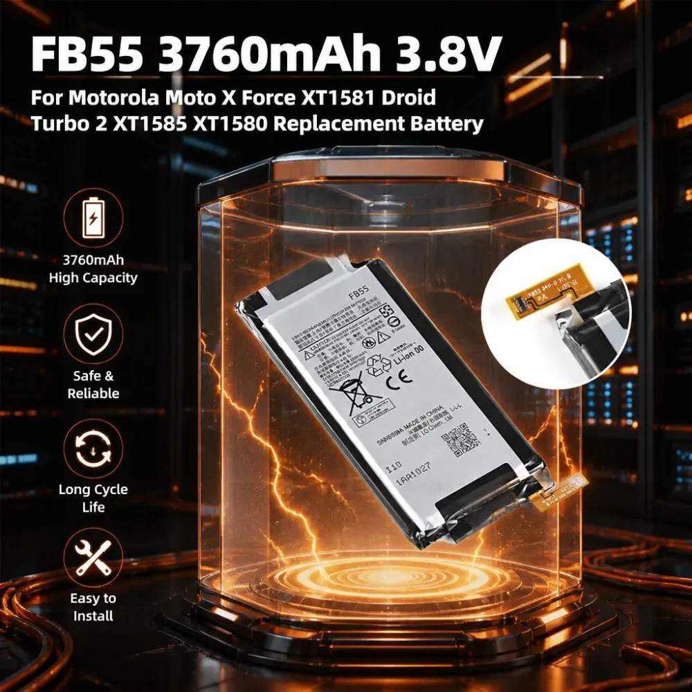 

FB55 3760mAh 3.8V Mobile Phone Battery For Motorola Moto X Force XT1581 Droid Turbo 2 XT1585 XT1580 Replacement Battery
